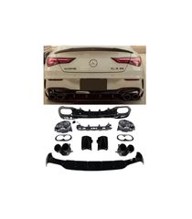 Diffuser Πίσω Προφυλακτήρα Για Mercedes-Benz CLA W118 C118 19+ Amg Look Για Amg Sport Line Προφυλακτήρες Σετ Με Στρογγυλές Μαύρε