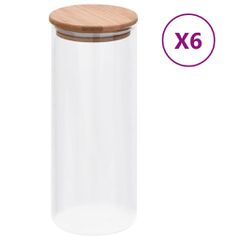 Βάζα 6 τεμ. 1000 ml Γυάλινα με Καπάκι από Μπαμπού 150696