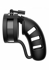 Model 19 - Chastity - 4.5"" - Silicone Cage Ballsplitter - Black-thumb-2