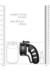 Model 19 - Chastity - 4.5"" - Silicone Cage Ballsplitter - Black-thumb-3
