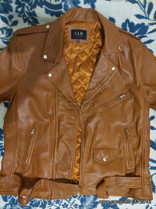 πωλειται leather biker jacket LLD νουμερο 3XL