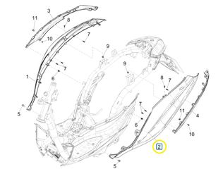 Καπάκι Πλαινό Αριστερό Αβαφο Piaggio Medley 150 4T ie ABS E4 2020 RP8MB0200 1B001702