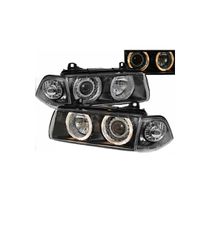 Μπροστινά Φανάρια Set Για Bmw 3 E36 90-99 Sedan / Compact / Touring Angel Eyes Μαύρα H7/H7 Depo