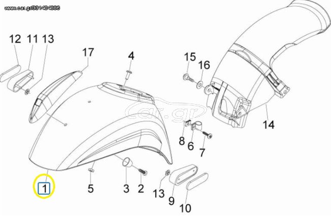 Φτερό Μπροστινό Αβαφο Vespa S 125 4T 3V ie E3 2012 ZAPM68301 666530