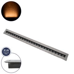 GLOBOSTAR® UNDERGROUND-REMVI 90194-Y Χωνευτό Φωτιστικό Wall Washer Δαπέδου LED 18W 1440lm 10° DC 24V Αδιάβροχο IP68 2200K DMX512 Dimmable - Ανοξείδωτο Ατσάλι 304 - Μ100 x Π9 x Υ7.2cm / Μ98.2 x Π7.6cm