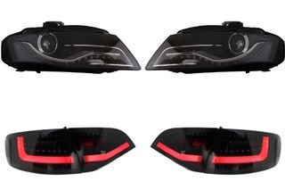 ΣΕΤ ΦΑΝΑΡΙΑ LED AUDI A4 B8 8K (2008-2011) BLACK with LED Taillights Avant Black/Smoke 