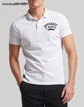 Superdry Ανδρική Βαμβακερή Μπλούζα Polo "VINTAGE SUPER" Άσπρο Regular Fit (M1110349A-01C) (100% Βαμβάκι)