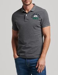 Superdry Ανδρική Βαμβακερή Μπλούζα Polo "VINTAGE SUPER" Σκούρο Γκρι Regular Fit (M1110349A-9BS) (100% Βαμβάκι)