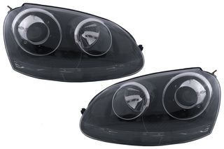 ΦΑΝΑΡΙΑ ΕΜΠΡΟΣ Xenon Look Headlights RHD VW Golf 5 V Mk5 (2003-2007) Jetta (2005-2010) GTI R32 Black Edition