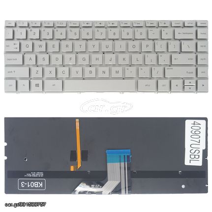 Πληκτρολόγιο Laptop Keyboard for HP ENVY 13-AD009NV 13-AD010NV Backlit Silver US OEM(Κωδ.40907USBL)