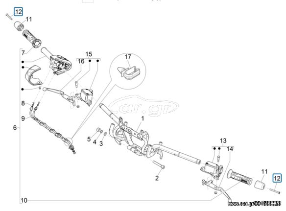 Βίδα Αντίβαρου Τιμονιού Vespa GTS 300 HPE 4T/4V ie ABS E4 2019 (EMEA) 1B006376