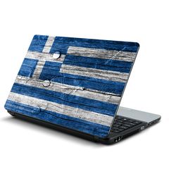 Αυτοκόλλητο Laptop - Ελληνική Σημαία σε Ξύλο-17" (39cm x 26cm)