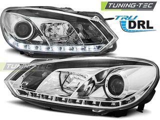Φανάρια TRUE DRL χρωμίου για VW GOLF 6 10.08-12
