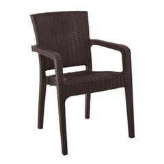 LORA Πολυθρόνα  Στοιβαζόμενη, PP (Rattan Look) Απόχρωση Καφέ Σκούρο