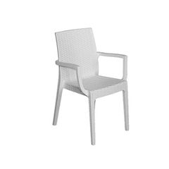 DAFNE Πολυθρόνα Στοιβαζόμενη, PP Rattan Look UV Protection, Άσπρo