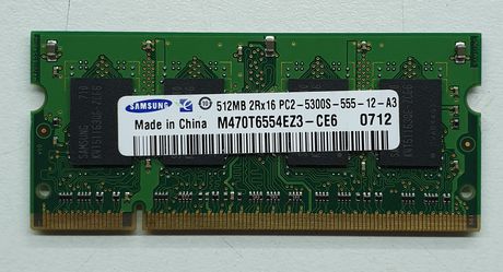 Μνήμη RAM για Laptop SAMSUNG M470T6554EZ3-CE6 512MB SODIMM DDR2 667MHz