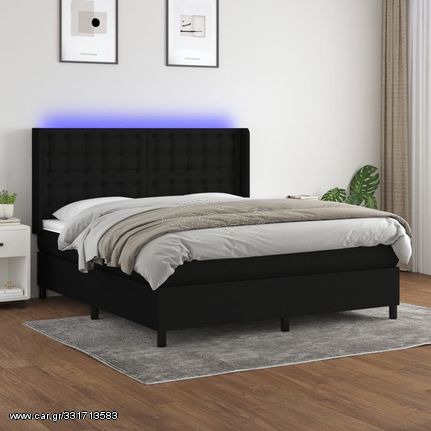 ΚΡΕΒΑΤΙ BOXSPRING ΜΕ ΣΤΡΩΜΑ & LED ΜΑΥΡΟ 160X200 ΕΚ. ΥΦΑΣΜΑΤΙΝΟ 3138647