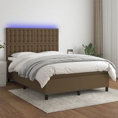 ΚΡΕΒΑΤΙ BOXSPRING ΜΕ ΣΤΡΩΜΑ & LED ΣΚ.ΚΑΦΕ 140X190ΕΚ. ΥΦΑΣΜΑΤΙΝΟ 3135192