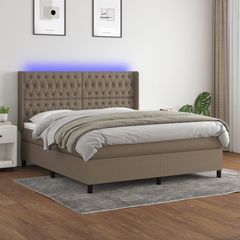 ΚΡΕΒΑΤΙ BOXSPRING ΜΕ ΣΤΡΩΜΑ & LED TAUPE 160X200 ΕΚ. ΥΦΑΣΜΑΤΙΝΟ 3138569