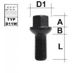Μπουλόνι Τροχού M14X1,5 Πομπέ / Κλειδί: 17 Ακτίνα 12 / Μήκος: 40mm / Kh20 Μαύρο
