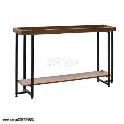 197-000054 Κονσόλα Nolan pakoworld καρυδί-μαύρο 140x30x85εκ 18 MM PARTICLE BOARD SURFACES / 30x20 METAL PROFILE BLACK - WALNUT, 1 Τεμάχιο