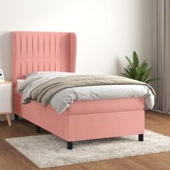 3129302 vidaXL Κρεβάτι Boxspring με Στρώμα Ροζ 80 x 200 εκ. Βελούδινο Ροζ, 1 Τεμάχιο