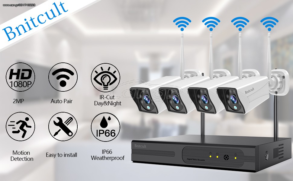 Wireless CCTV Camera System HD 1080P 4 Channel