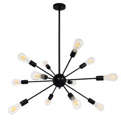 GloboStar® MILANO 01486 Μοντέρνο Industrial Φωτιστικό Οροφής Πολύφωτο 12 x E27 Μαύρο Μεταλλικό Πλεγμα Φ80 x Y78cm