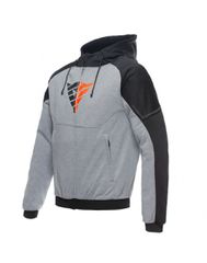 Dainese Daemon-X Safety Hoodie Full Zip Melange-Gray/Black/Red Fluo