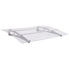 vidaXL Στέγαστρο Πόρτας Ασημί & Διαφανές 120x90 εκ από Πολυκαρβονικό