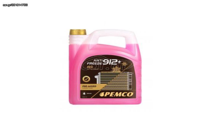 PEMCO 912+ Αντιψυκτικό Ψυγείου Αυτοκινήτου G12 -40°C Κόκκινο Χρώμα 5lt