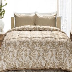 Κουβερλί εμπριμέ καπιτονέ Damasc beige microfiber διαστάσεων 220x240cm