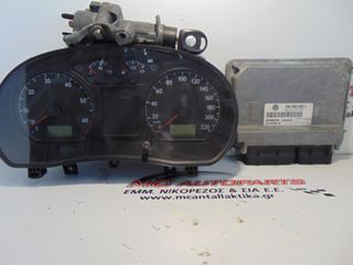 Εγκέφαλος σετ VW POLO (2002-2009) 03E906033L 5WP40199 05 6Q0920800P με κλειδαριά,κλειδί και όργανα-κοντέρ