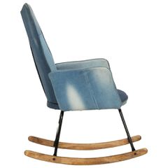 vidaXL Πολυθρόνα Κουνιστή Μπλε Denim Patchwork Καραβόπανο-thumb-2