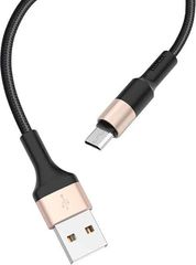 Hoco Braided USB 2.0 to micro USB Cable 1m (X26) - Μαύρο/Χρυσό-thumb-1