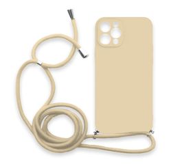 Θήκη Σιλικόνης Crossbody για Apple iPhone 12 Pro Max - Μπεζ