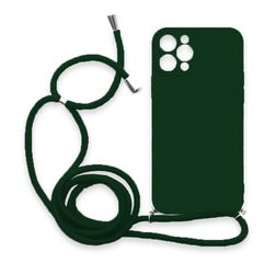 Θήκη Σιλικόνης Crossbody για Apple iPhone 12 Pro Max - Σκούρο Πράσινο