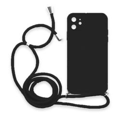 Θήκη Σιλικόνης Crossbody για Apple iPhone 12 / 12 Pro - Μαύρο