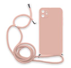Θήκη Σιλικόνης Crossbody για Apple iPhone 12 / 12 Pro - Ροζ