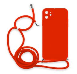 Θήκη Σιλικόνης Crossbody για Apple iPhone 12 / 12 Pro - Κόκκινο