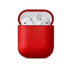 Θήκη Δερματίνης με γάντζο για Apple Airpods - Κόκκινο