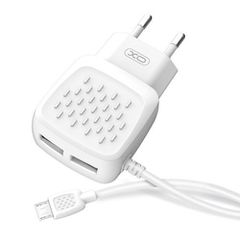 Φορτιστής τοίχου XO L51 με καλώδιο micro USB και 2x Θύρες USB-Α - Λευκό