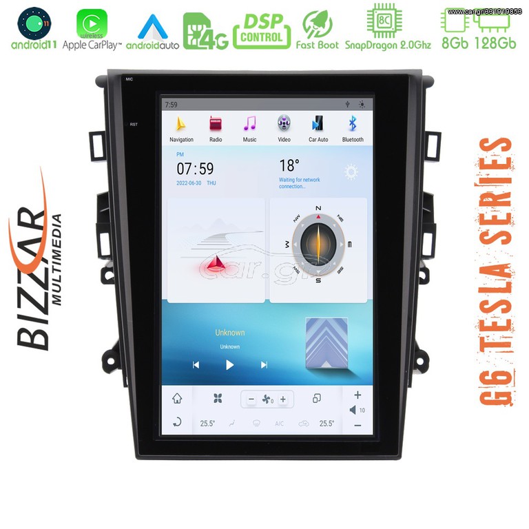 Bizzar Ford Mondeo 2014-2018 Android 11 (8+128GB) Tesla Multimedia Station 12,1″