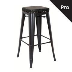 RELIX Σκαμπό Bar-Pro, Μέταλλο Βαφή Μαύρο Matte, Pu Μαύρο