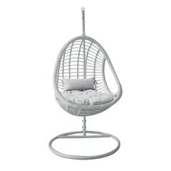 MACAN II Κρεμαστή Πολυθρόνα, Wicker Άσπρο, Μέταλλο Βαφή Άσπρο, Μαξιλάρι Άσπρο