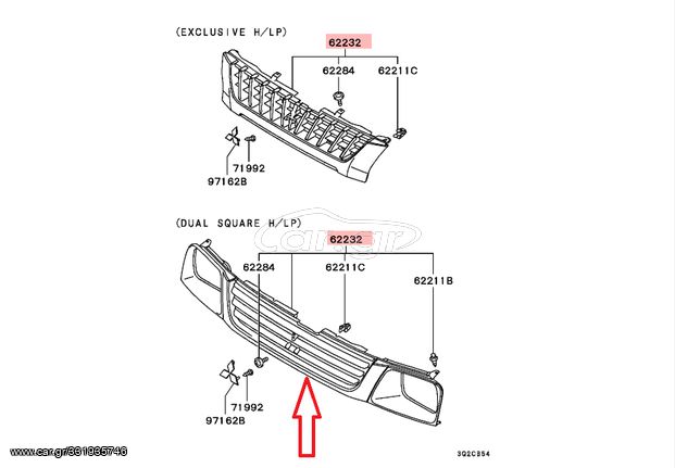 ΜΑΣΚΑ MITSUBISHI L200 '96- '01 (MR241063) GRILLE,RADIATOR