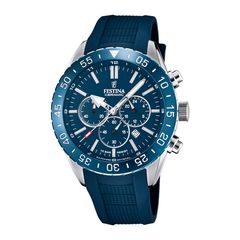 Festina Ceramic, Men's Chronograph Watch, Blue Rubber Strap F20515/1