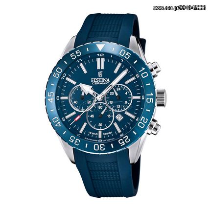 Festina Ceramic, Men's Chronograph Watch, Blue Rubber Strap F20515/1