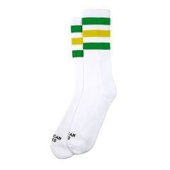 American socks Stranger things | Λευκές Κάλτσες με Ρίγες Πράσινο/Κίτρινο