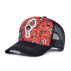Καπέλο King Kerosin Hawaiian Flash trucker cap Black/Red